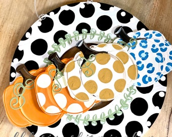 Pumpkin attachments for wreath door hanger gingham handpainted interchangeable pumpkin stack