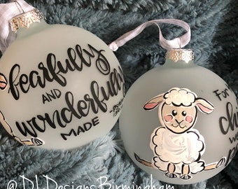 Babys First christmas ornament lamb for this child we prayed 1 Samuel psalm 139