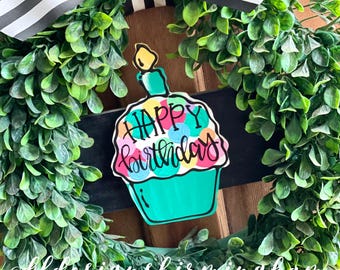 Happy birthday cupcake door hanger attachments