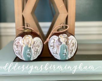 angel ornament glass handpainted copper bronze