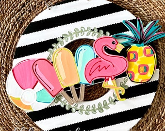 Summer door hanger attachment popsicle, flamingo, beach ball, pineapple interchangeable