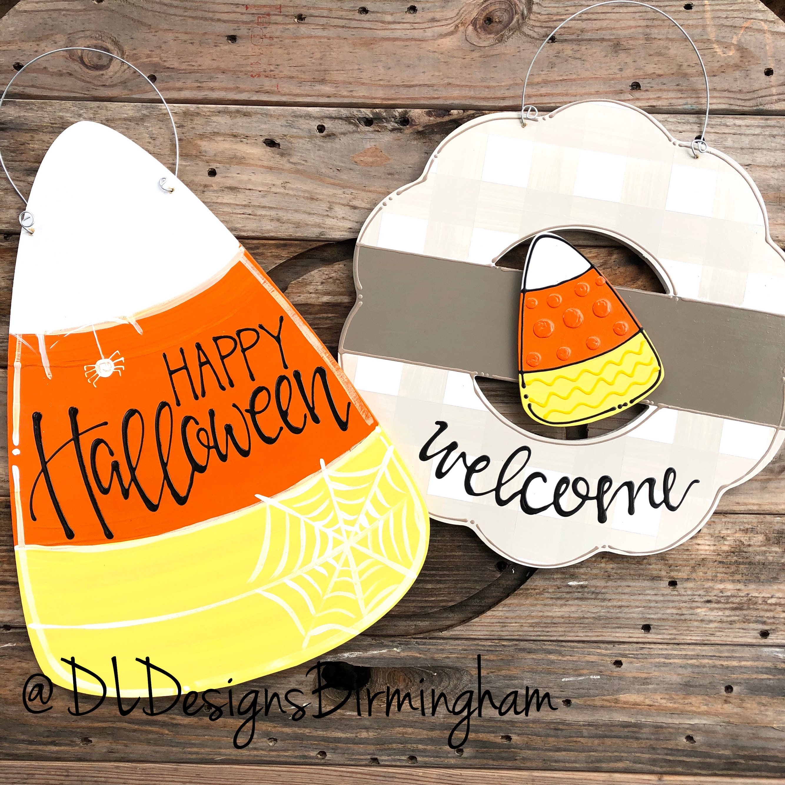 Candy Corn Halloween Door hanger Trick or Treat happy halloween