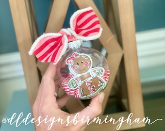 Gingerbread girl ornament hand painted peppermint shatterproof