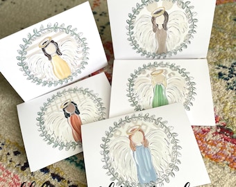 Angel painting notecards blank inside neutral thank you cards set of 5