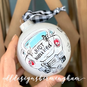First Christmas as  mr and mrs ornament vintage car just married wedding