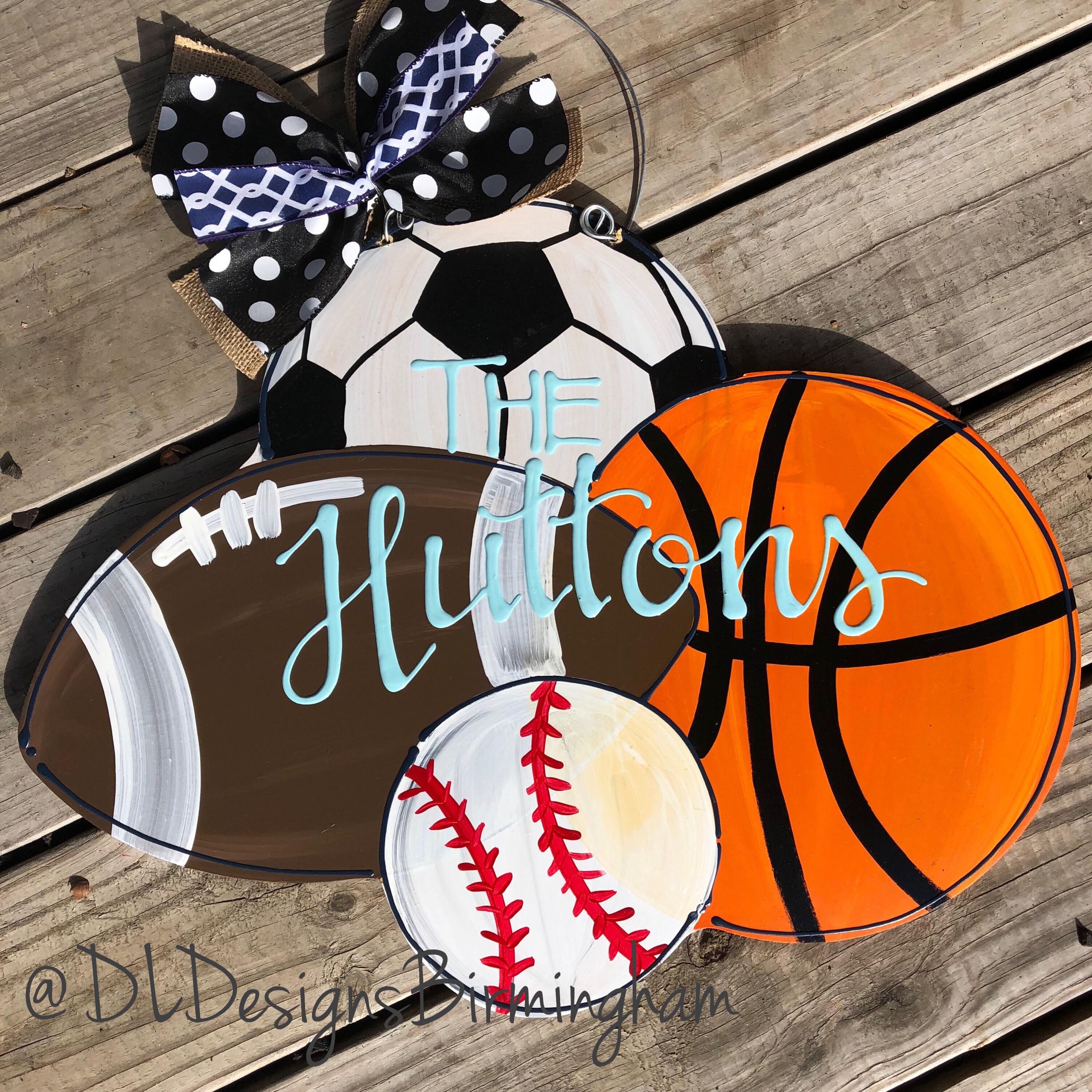 Sports Door hanger wood baseball basketball football soccer