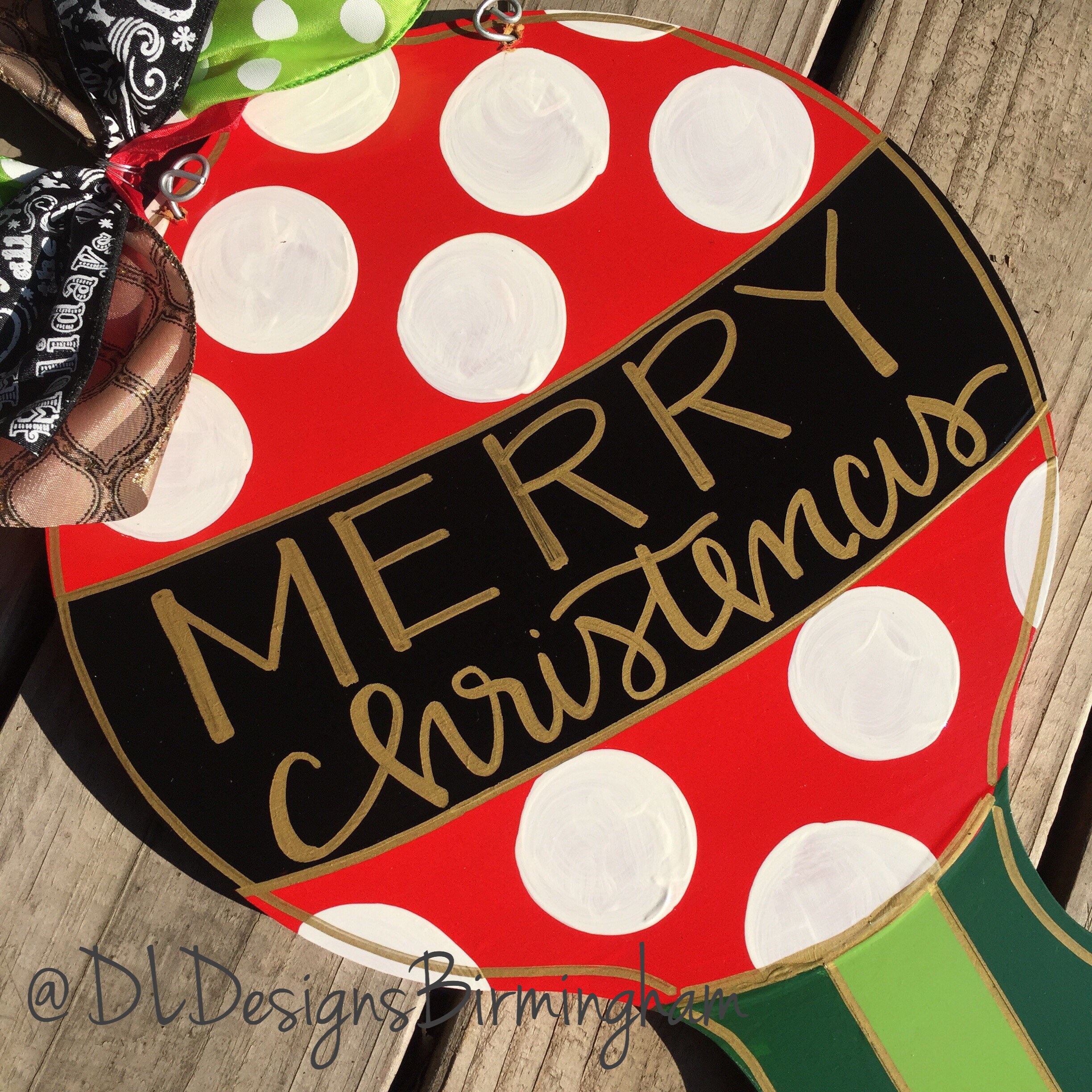 Christmas ornament Door Hanger personalized with handlettering