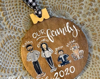 Family ornament handpainted mothers day grandparents custom wood