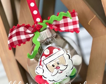 santa ornament handpainted shatterproof plastic confetti ornament Christmas