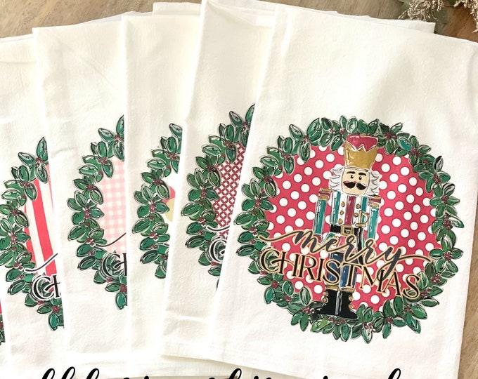 Featured listing image: Nutcracker christmas tea towel print