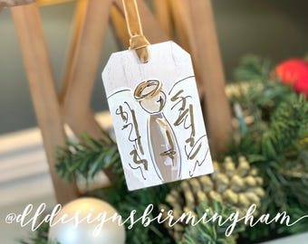 angel ornament wood handpainted