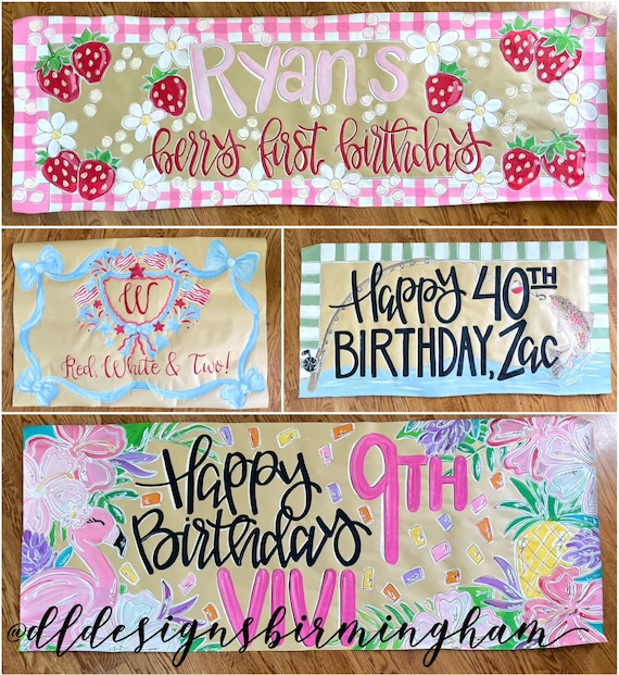 Custom banner hand painted butcher paper banner