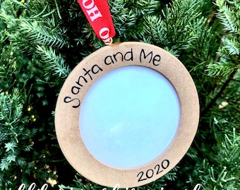 Santa and Me picture frame ornament wood handletteted