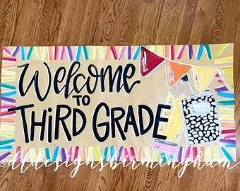 Back to School banner hand painted butcher paper banner teacher