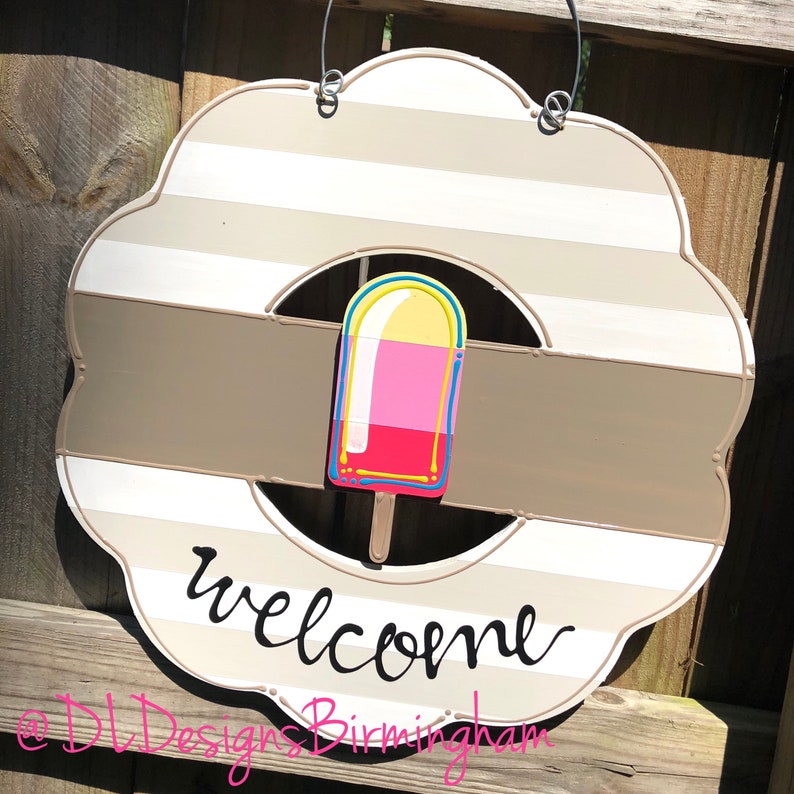 4th of July Summer door hanger attachment patriotic star beach ball interchangeable popsicle flag watermelon crab