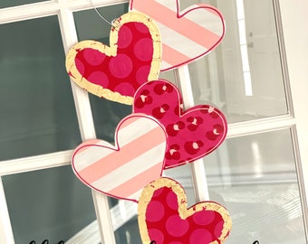 Valentine's Day Heart Door Hanger conversation hearts leopard, stripes, polka dots