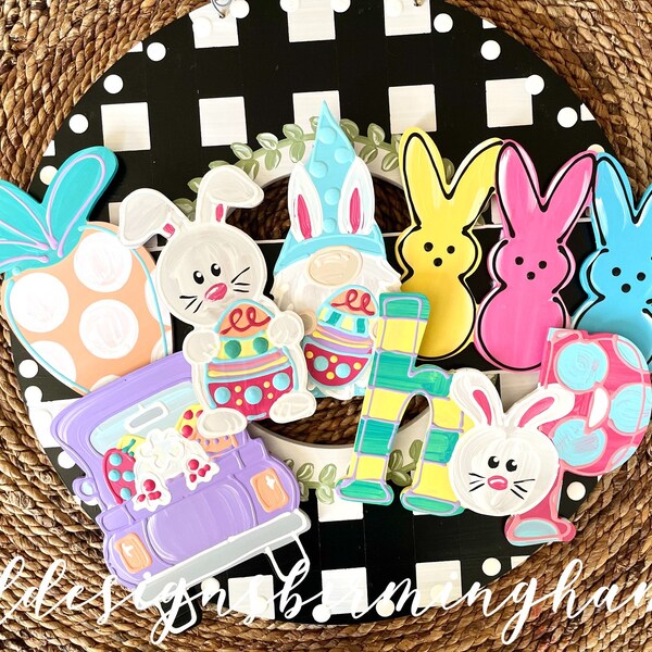 Easter attachments for wreath or cross door hanger carrot peeps bunny hop gnome truck