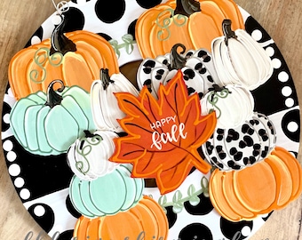 Pumpkin attachments for wreath door hanger gingham handpainted interchangeable pumpkin stack