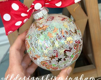 Family gingerbread ornament handpainted grandparents custom