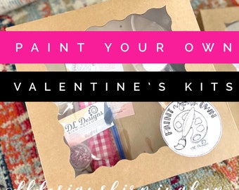 Paint your own door hanger kit valentines designs cupcake excavator Jesus loves me rainbow puppy love