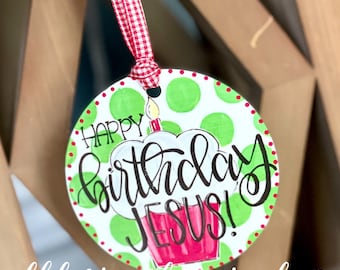 Happy birthday Jesus ornament aluminum cupcake Christmas