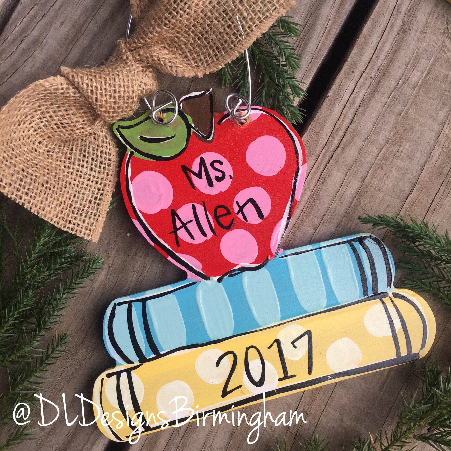 Teacher ornament wood personalized