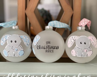 Babys First christmas ornament boy girl elephant