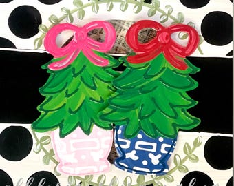 Christmas door hanger attachments christmas topiary bow blue pink