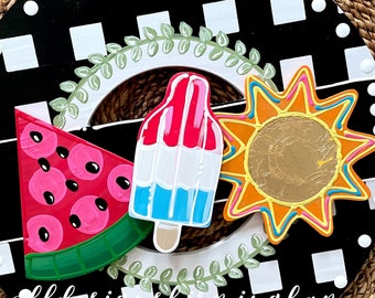 Summer door hanger attachment watermelon, sun, popsicle interchangeable