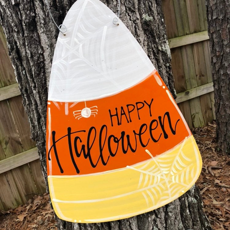 Candy Corn Halloween Door hanger Trick or Treat happy halloween