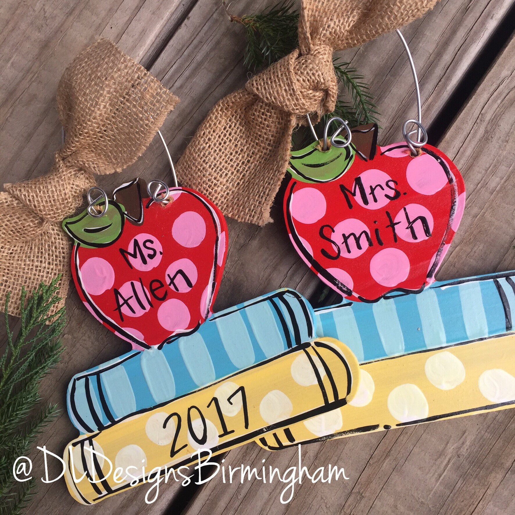 Teacher ornament wood personalized