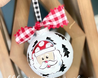 santa glass handpainted ho ho ho confetti ornament Christmas