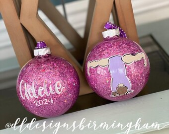 Gymnast ornament girl glitter gymnastics personalized