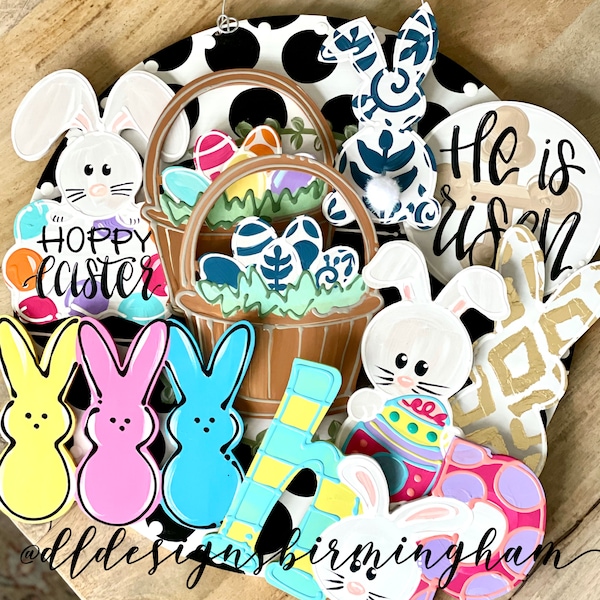 Easter attachments for wreath or cross door hanger carrot peeps bunny he is risen Calvary