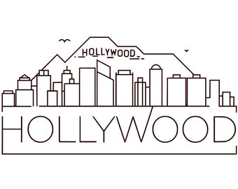 SVG, GSP Files, Unique Linear Skyline of Hollywood, California