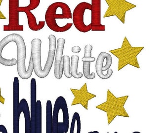 Red White - FabBluelous, 4 juillet N USA Machine Embroidery Design 3 Tailles