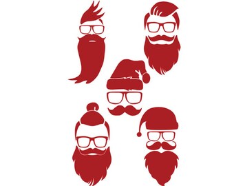 SVG, GSP 5 Hipster Santa Clauses, svg GSP Files for Silhouette & Cricut, Instant Download