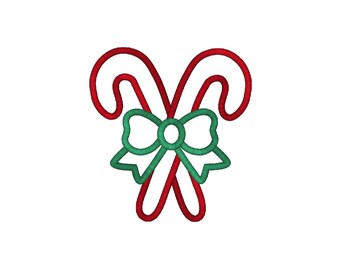 Double Candy Canes With Ribbon Applique