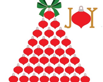 Ornament Christmas Tree with Joy, svg, gsp, dxf, Files for Silhouette & Cricut, Instant Download