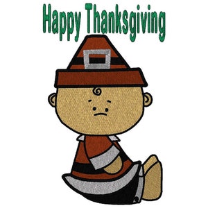 Male Thanksgiving Pilgrim, 3 Szs Text Designs Included Instant Download image 1