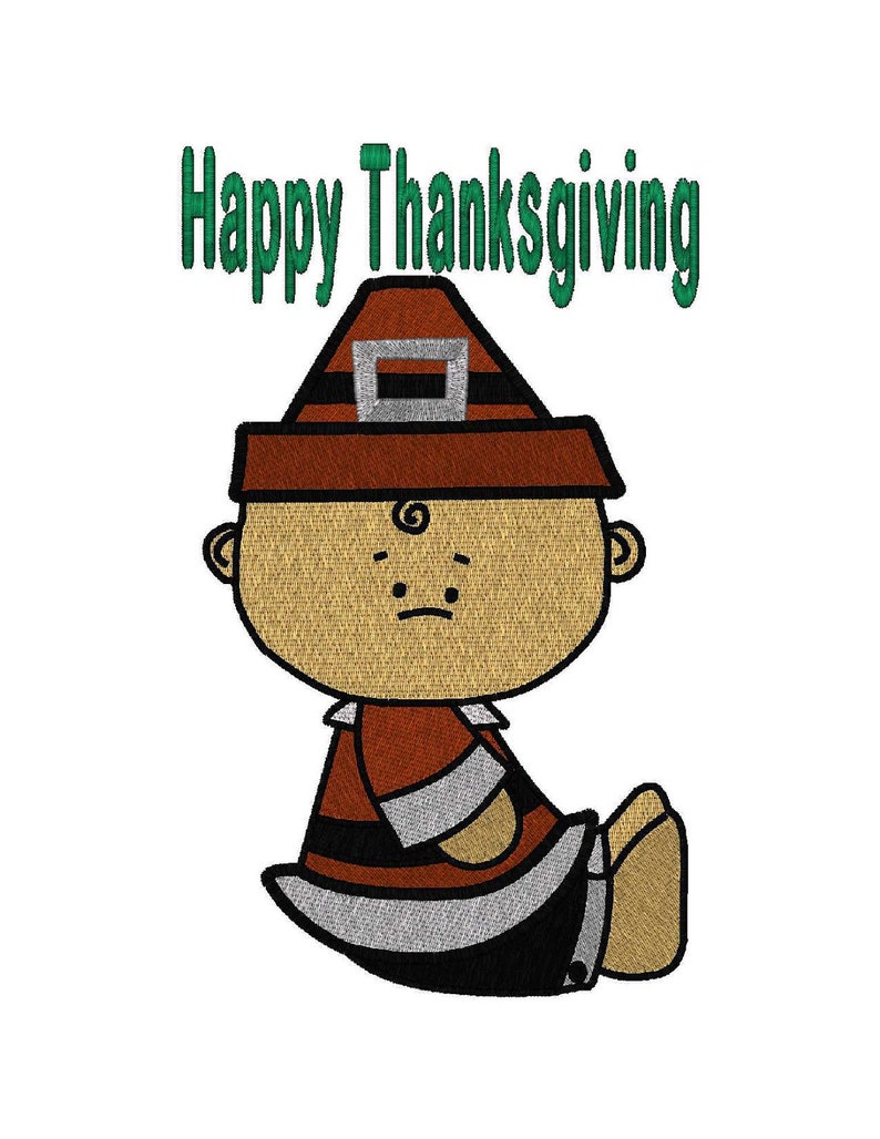 Male Thanksgiving Pilgrim, 3 Szs Text Designs Included Instant Download image 1