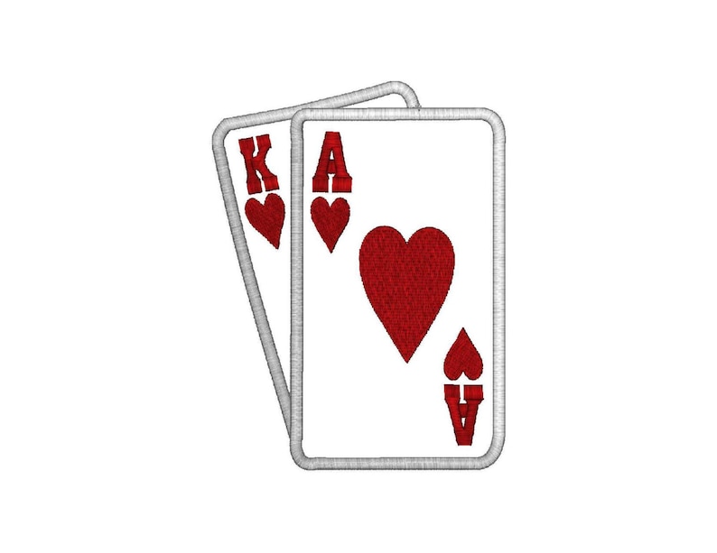 Blackjack Playing Cards Applique for Gambler 8 Sizes, Large & Small, Machine Embroidery Design image 1