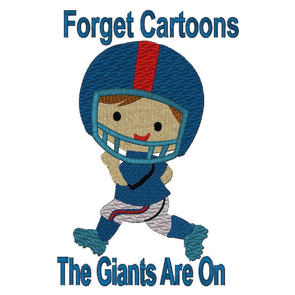 Forget Cartoons, The Giants Are On , Football Player 6 Szs., Instant Download