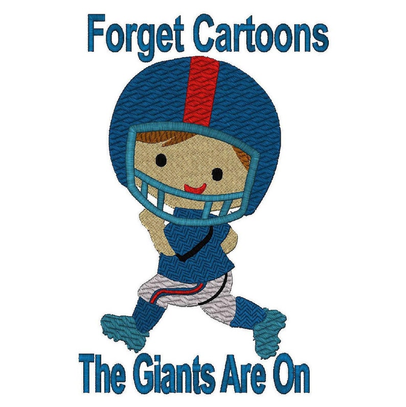 Forget Cartoons, The Giants Are On , Football Player 6 Szs., Instant Download image 1