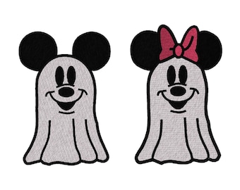 Mr. & Mrs. Mouse Ghost  in 6 Sizes, Machine Embroidery Design