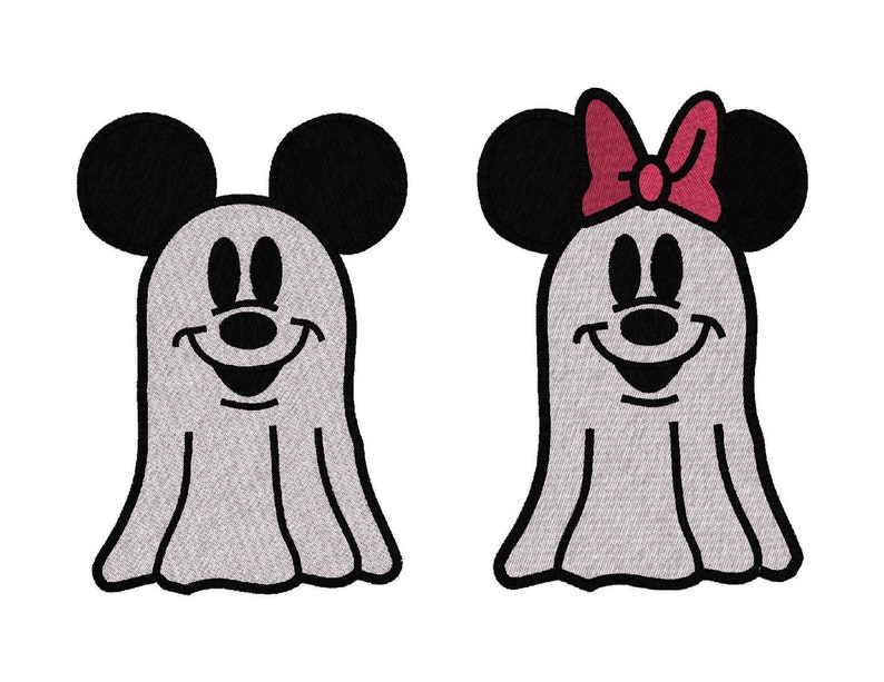 Mr. & Mrs. Mouse Ghost in 6 Sizes, Machine Embroidery Design image 1