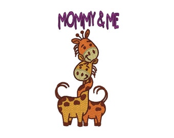 Mommy - Me Designs, Giraffe N Baby, Bonus, 3 conceptions de texte Embroidery Design