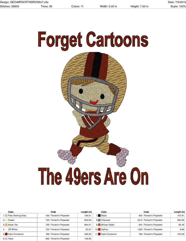 San Francisco 49ers Football Player 6 Szs., Instant Download image 2