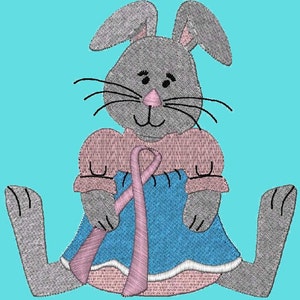 Rabbit with Cancer Awareness Ribbon 3 Sizes image 2