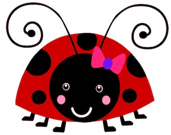 SVG, GSP Ladybug With Bow, Téléchargement instantané pour Silhouette - Cricut